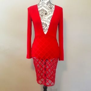 Day & Night Body Suit sexy red Deep V S